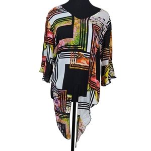 Frank Lyman Design Multicolor Abstract Top With Front Tie Size 6